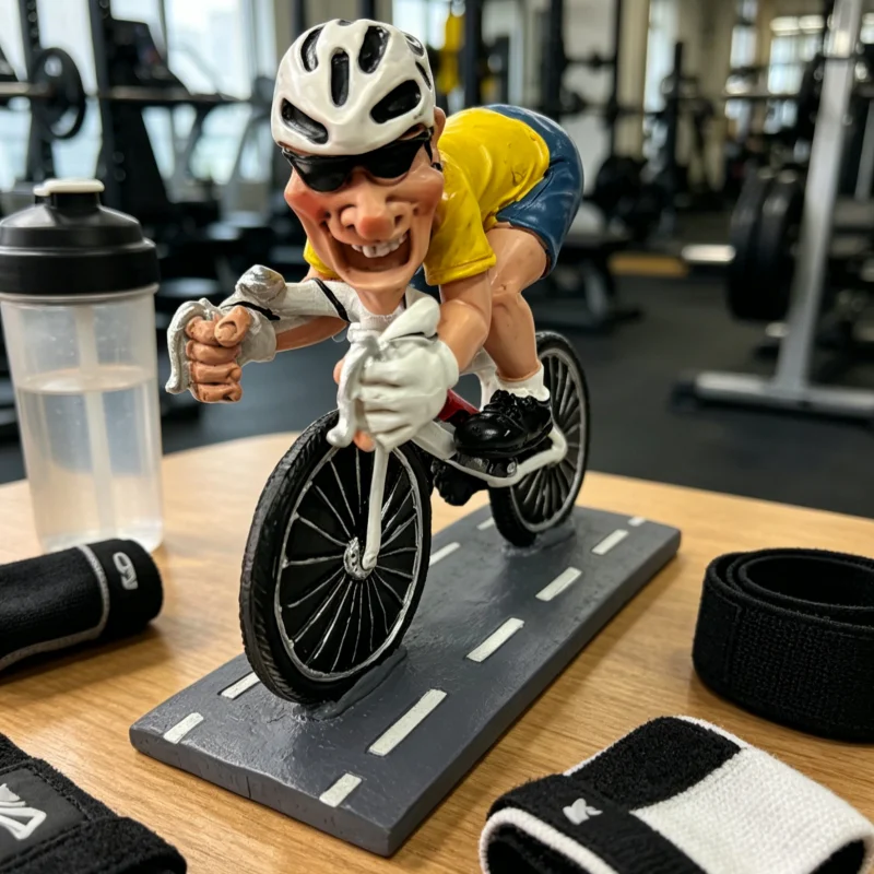Cartoon Cyclist Figurine, Resin Biker Statue, Hand-Painted Road Bike Rider Ornament, Yellow Jersey Sports Themed Decor