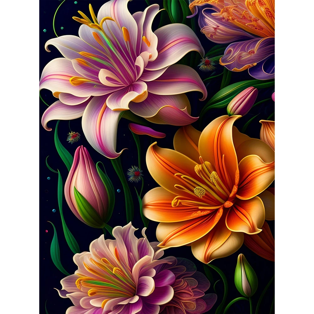 Frameless,DIY Diamond Painting Floral Pattern Full Circular Acrylic Mosaic Art Is Suitable For Beginners As A Home Decoration Gi