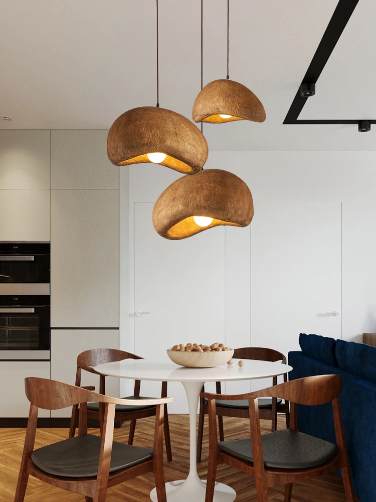 مصباح معلق لغرفة المعيشة على طراز وابي سابي الياباني، مصباح مطعم بتصميم حديث، مصباح معلق لغرفة النوم على شكل بار إبداعي