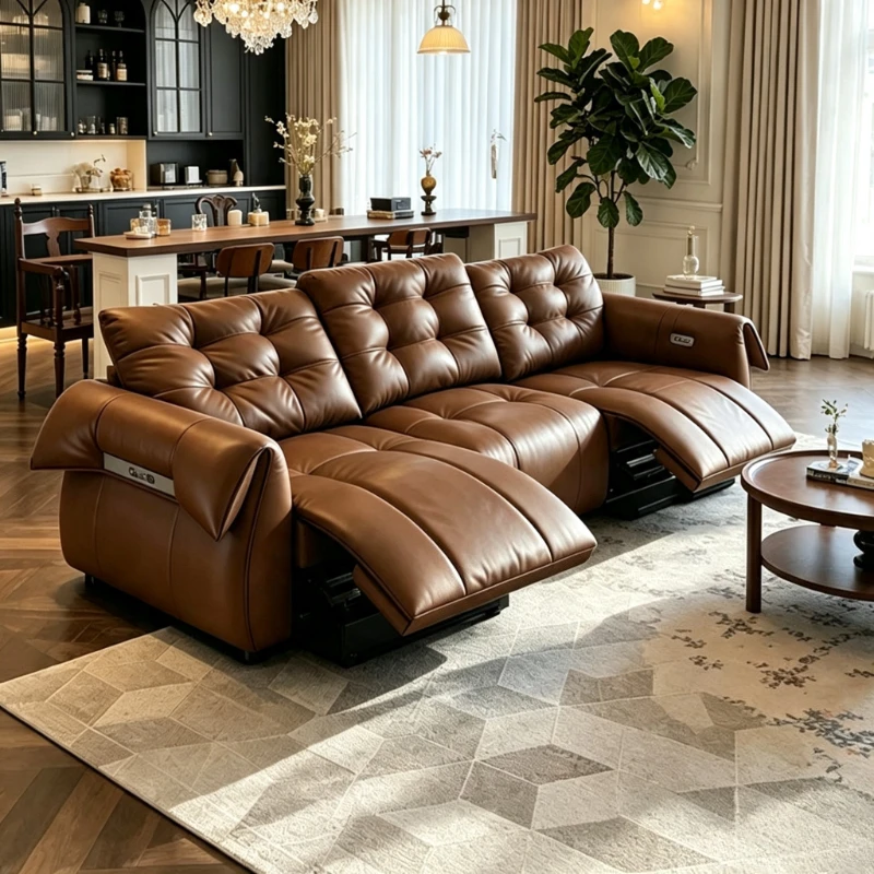 Strong Leather Recliner Sofa 3 Seater Armrest Relax Oversized Recliner Sofa Lounge Modern Luxury Divani Moderni Home Furniture