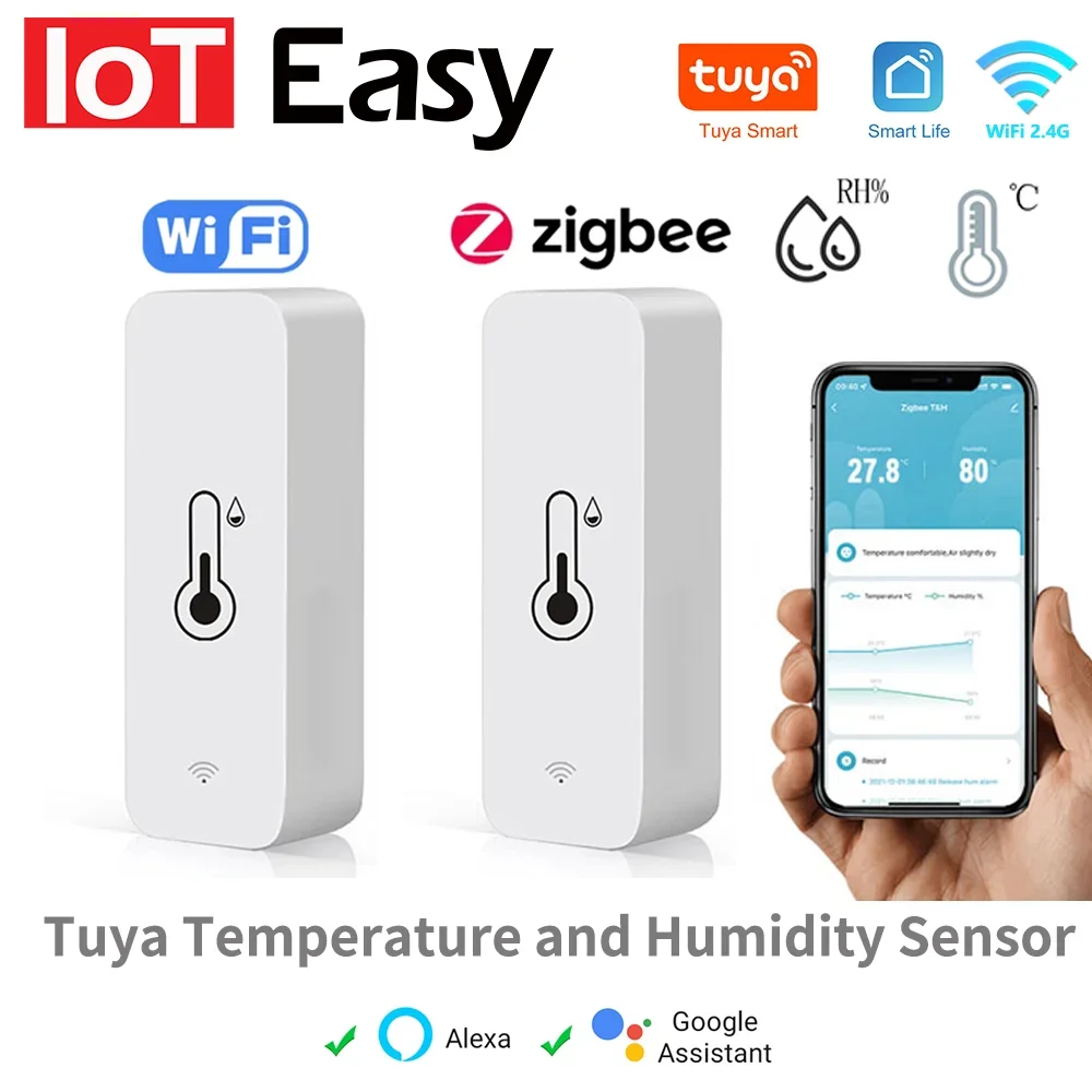 Tuya WiFi Zigbee Sensore di umidità della temperatura APP Monitor remoto per Smart Home var SmartLife Lavora con Alexa Google Assistant