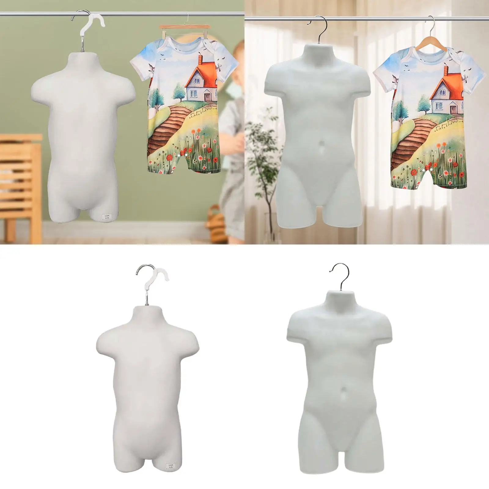 White Child Torso Professional Portable Kids Mannequin Model Clothing Hanger Hanging Hook for Sweaters Tops Coats Shirts Market