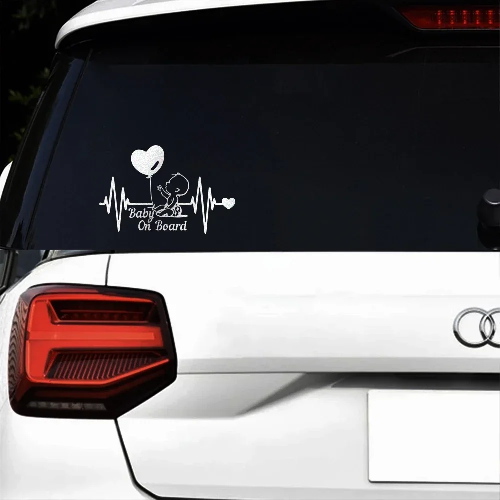 Heartbeat Balloon Baby on Board Car Sticker 3D Cartoon Baby In Car Auto Window Reflective Decor Decoration Exterior Accessories - view 5