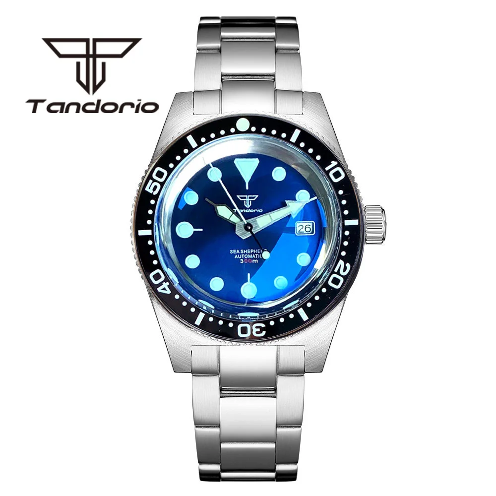 

Tandorio NH35A Blue/Black Dial Luminous 300M Automatic Men's Diving Wristwatch Domed AR Sapphire Glass 120 Clicks Rotating Bezel