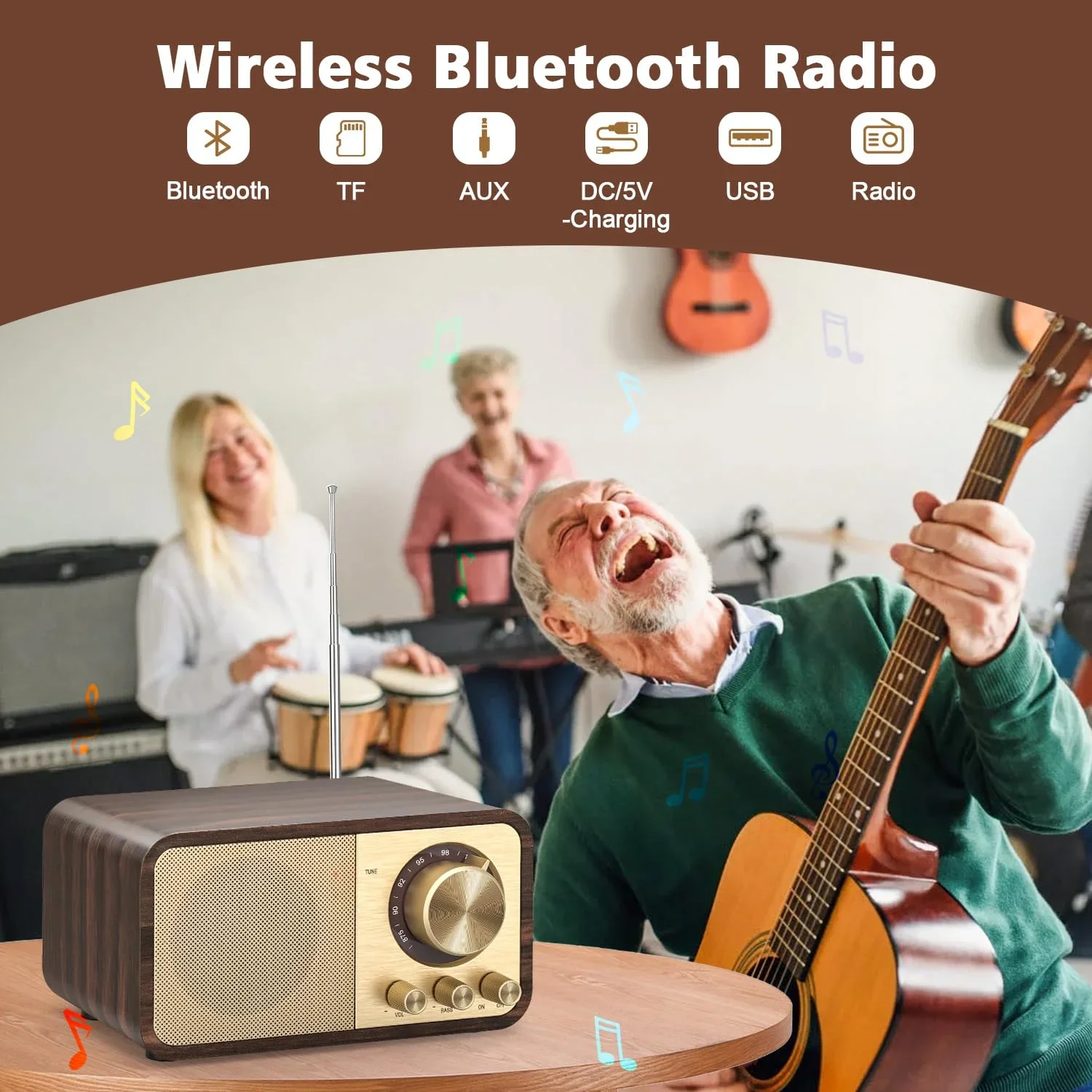 

Портативные беспроводные Bluetooth-колонки JY-66, деревянная мини-колонка с мощным басом 5 Вт, FM-радио, поддержкой TF-карт, USB, AUX, аккумулятор 1800 мАч