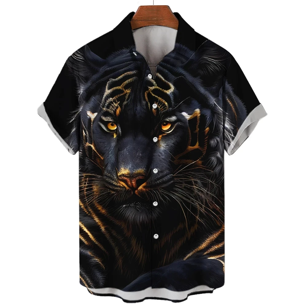 Summer Tiger 3D Print Shirts Men Women Casual Fashion Streetwear Oversized Short Sleeve Shirt Tops Blouse Harajuku Man Clothing