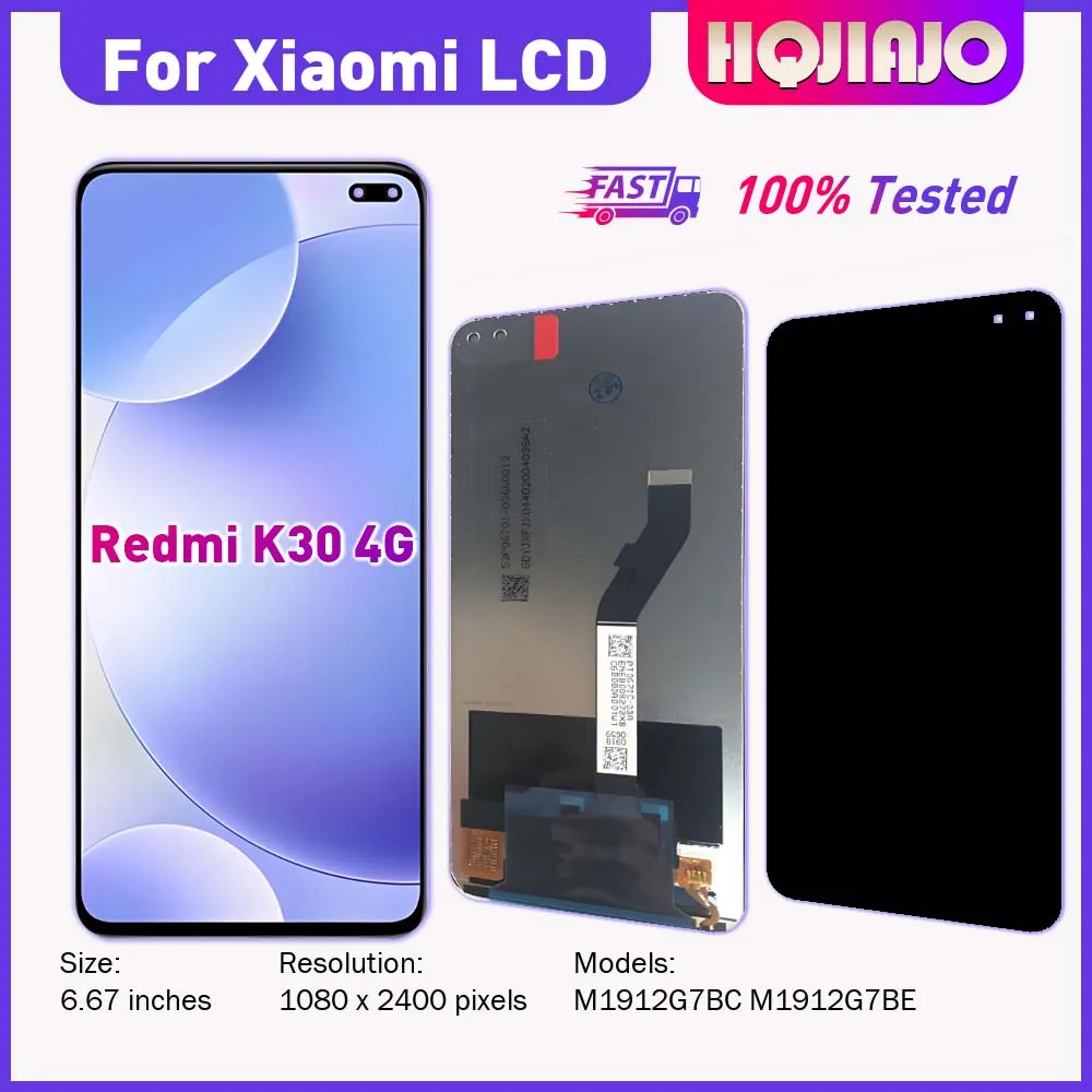 6.67'' LCD Display Touch Screen Digitizer For Xiaomi REDMI K30 4G Compatible with k30 5G M1912G7BE M1912G7BC Replacement repair