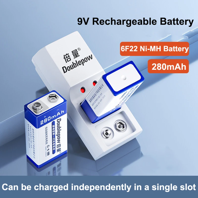 

6F22 9V Battery Ni-MH Rechargeable Battery with Charger for Multimeter Smoke Alarm Metal Detector Microphone Toy Remote Control