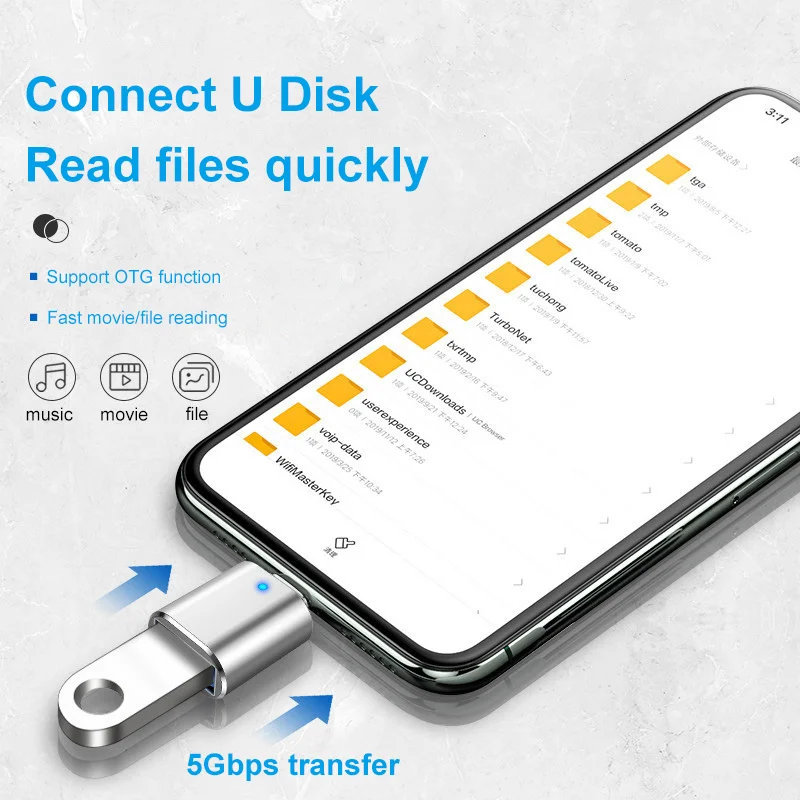 Led Usb 3.0 Naar Type C Adapter Otg Naar Usb C USB-A Naar Micro Usb Type-C Vrouwelijke Connector voor Samsung Xiaomi Poco Adapters 5Gbps