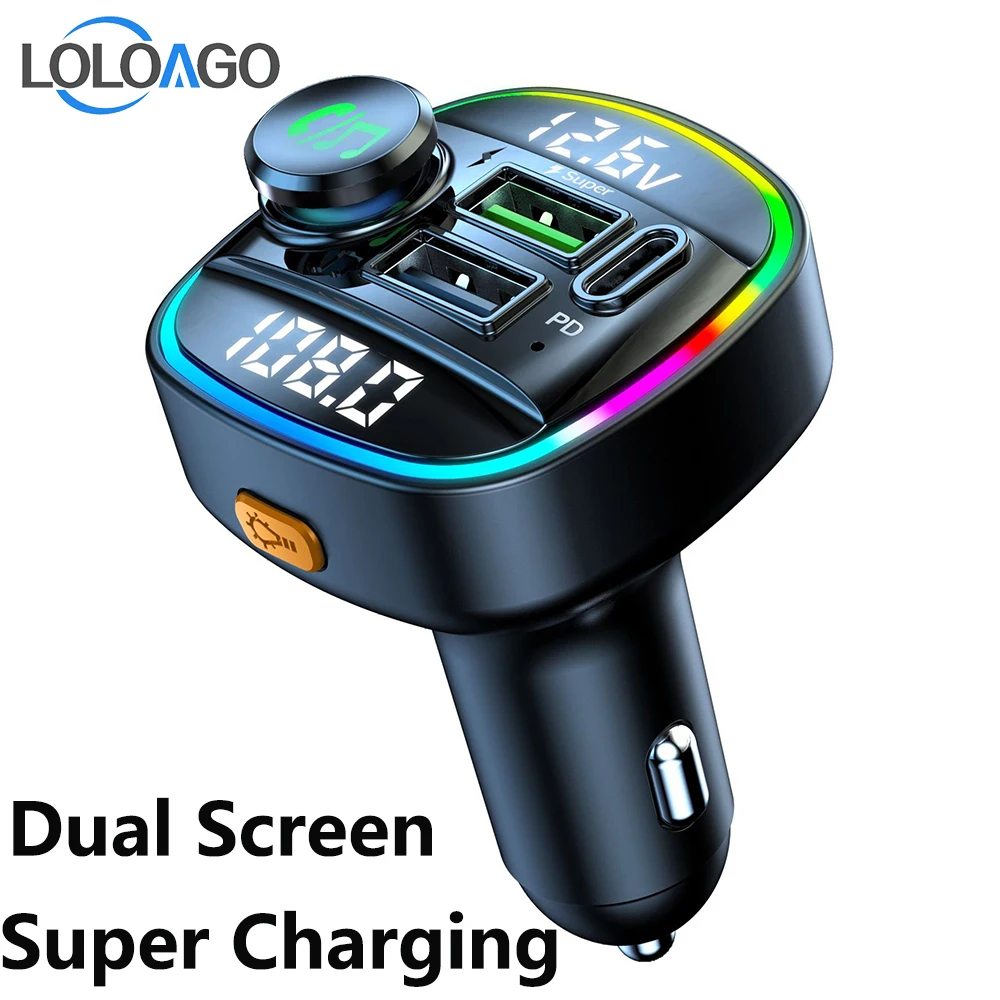 Car Bluetooth 5.0 FM Radio Transmitter Modulator with Handsfree Call MP3 Player PD 20W Quick Charging Adapter DC12V 24V Input