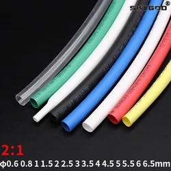 Tubo termorretráctil de 2M, diámetro 0,6, 0,8mm, 1mm, 2mm, 3mm, 4mm, 5mm, 6mm, relación de contracción 2:1, funda protectora de Cable aislado de poliolefina