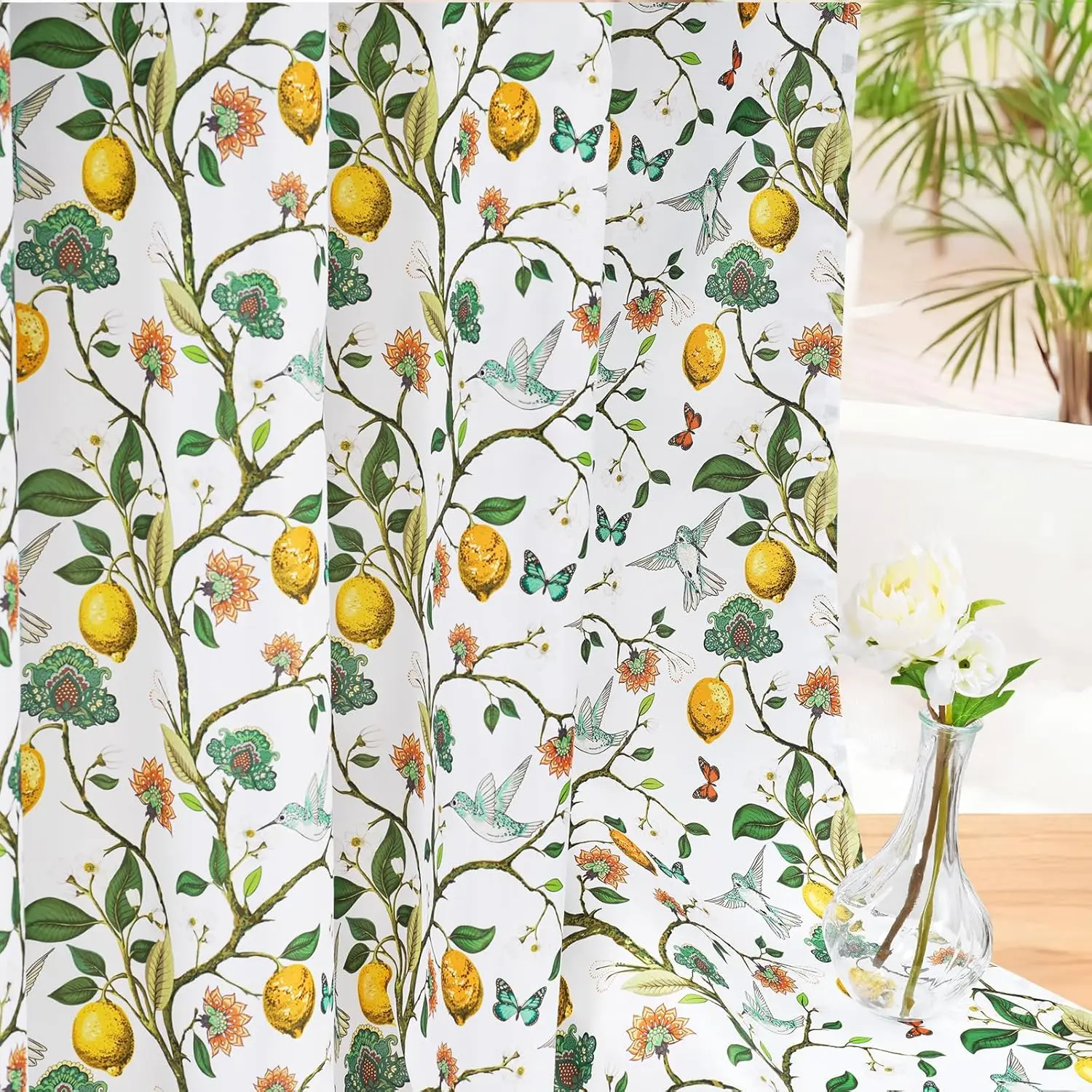 

Душевая штора с цветочным узором и птицами, викторианская душевая штора 72x84, душевая штора с изображением колибри, джунглей, викторианского фермерского стиля, ботаническая душевая штора для ванной комнаты