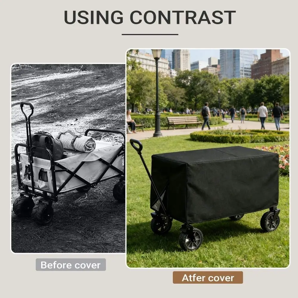 Oxford Cloth Wagon Protective Cover Waterproof Rectangle Trolley Cover Dust-proof Sunscreen Camping Cart Dust Cover Outdoor Use