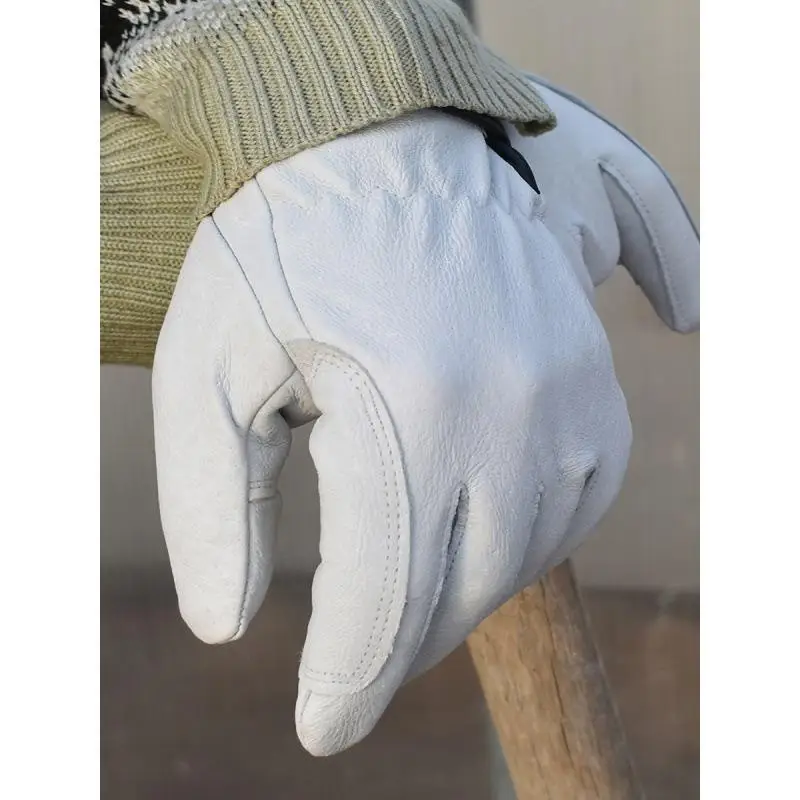 Wear Resistant Sheepskin Leather Safety Work Gloves, Welding Gardening Motorcycle Protective Working Hand Protectors