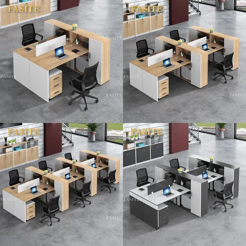 For Double Staff Desk Modern Simple Screen Workstation with Drawers File Cabinet Office Financial Partition Furniture