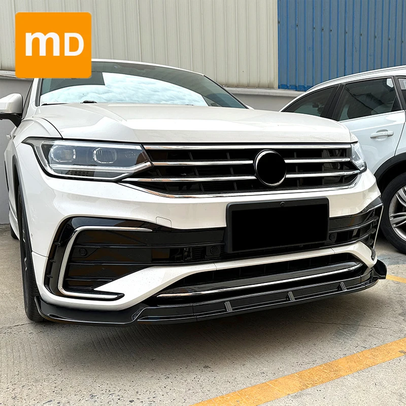 Gloss Black Front Bumper Lip Diffuser Spoiler Splitter Body Kit Guards For Volkswagen Tiguan Rline 2021+ Car Accessories Upgrade