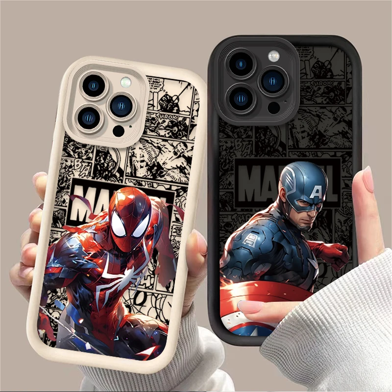 Marvel Spider Man Phone Case For iPhone 16 15 14 13 12 11 Pro Max XS Max 7 8 Plus Phone Case Shockproof Soft Silicone Back Cover