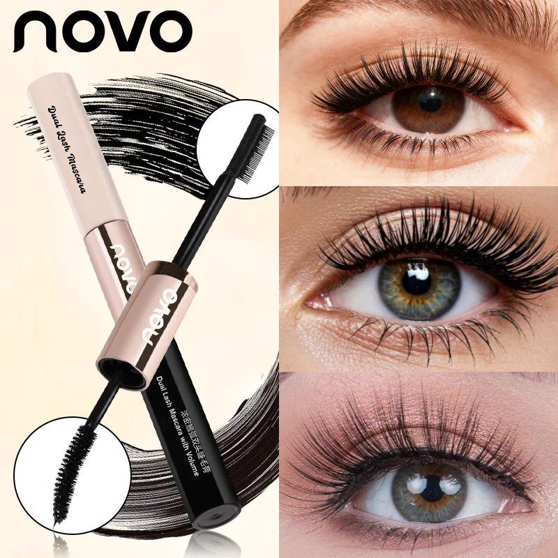 ماسكارا سوداء مقاومة للماء برؤوس فرشاة مزدوجة، تكثيف وتطويلها، تجعيد وتنعيمها، سريعة الجفاف، خالية من التكتل #1