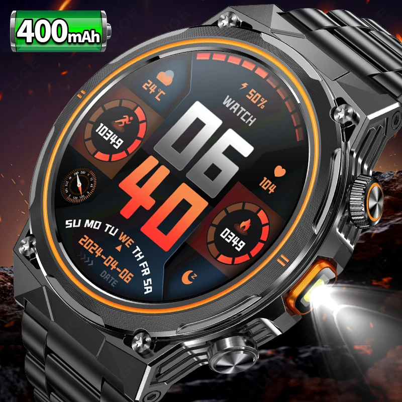 LIGE New Smart Watch Men Bluetooth Call 400mAh Battery Heart Rate Blood Oxygen Monitor Outdoor Sport Smartwatch For Android IOS