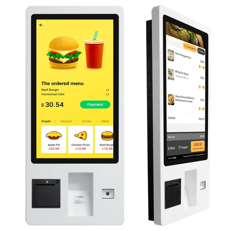 Customized POS system floor stand or wall mount or hanging food ordering kiosks self service payment kiosk restaurant