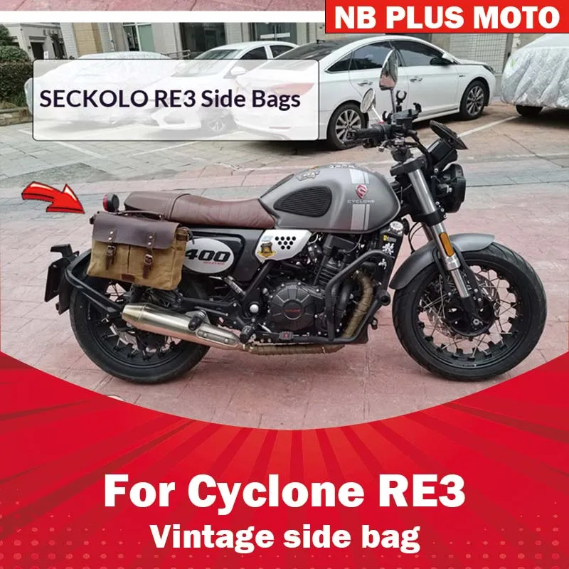 【Premium】For Cyclone RE3 side bag, riding bag, retro modified parts, anti-scratch edge frame, motorcycle tail canvas hanging bag