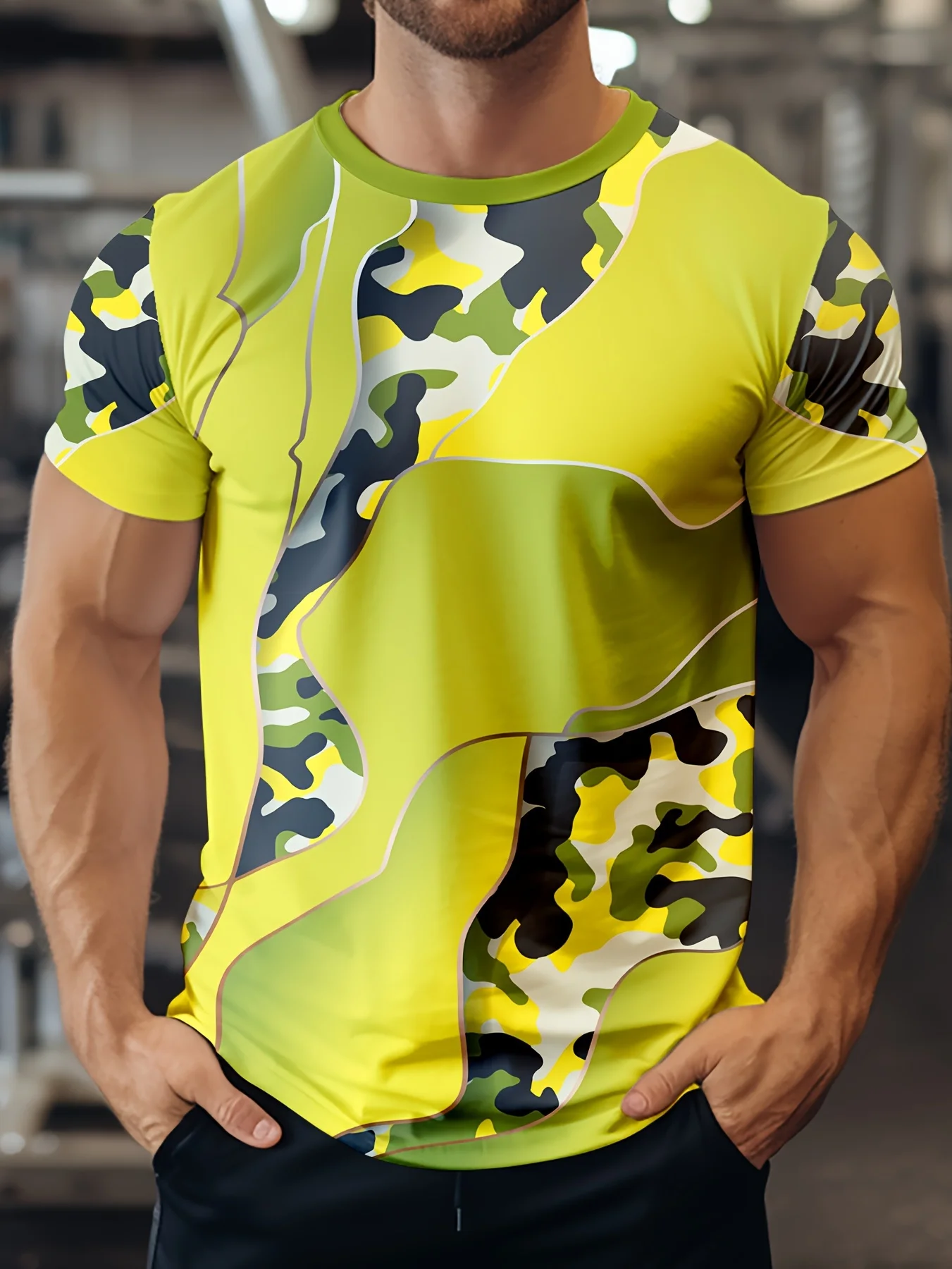 Men\'s Camouflage Print T-shirt, Casual Short Sleeve Crew Neck Tee shirts  Comfy And Quick Dry Tees For Men, Cool Tops For Summer