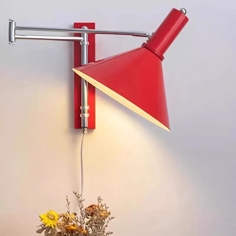 French Antique Long Arm Folding E27 Wall Lamp for reading Room Restaurant Wall Lamp Bedroom Bedside Reading Wall Light fixtures