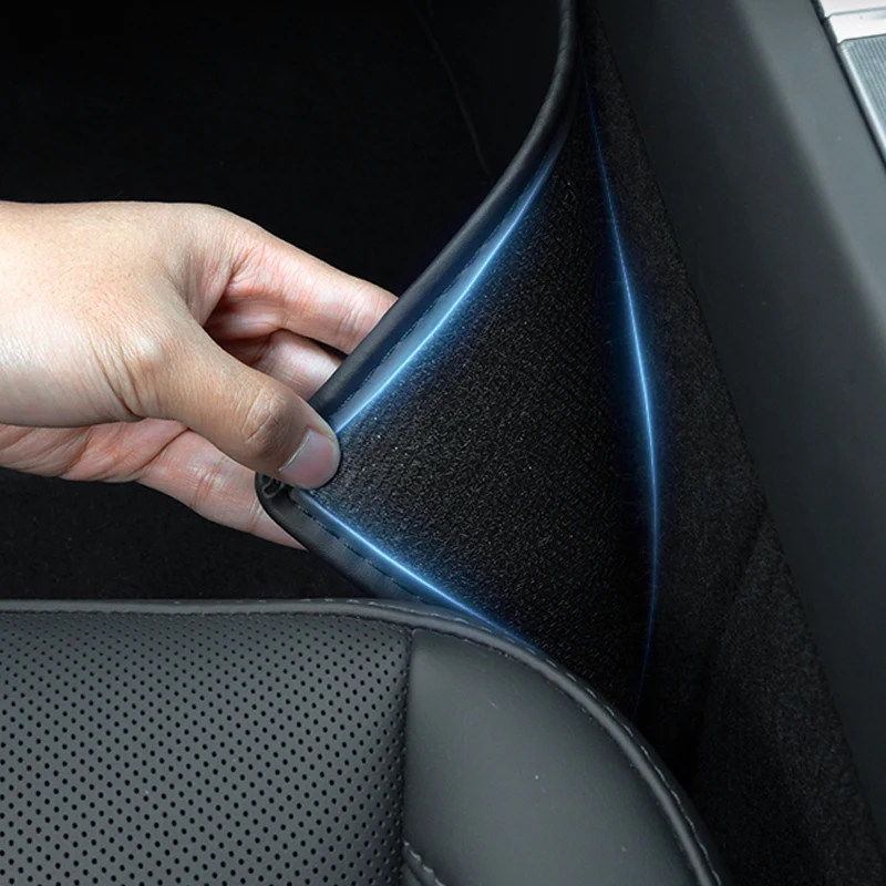 Carbon Flash Leather Anti-Kick Cover Plates for Tesla 2021-2024 Model Y Center Console – Two Side Panel Protectors
