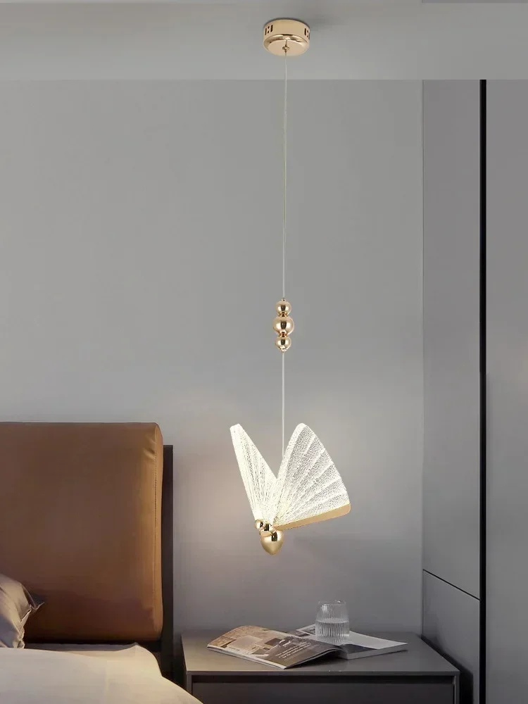 

Single Butterfly Chandelier Light LED Lamp Deluxe Large Clear Acrylic Crystal Modern Restaurant Lights Hanging Lamps Gold base