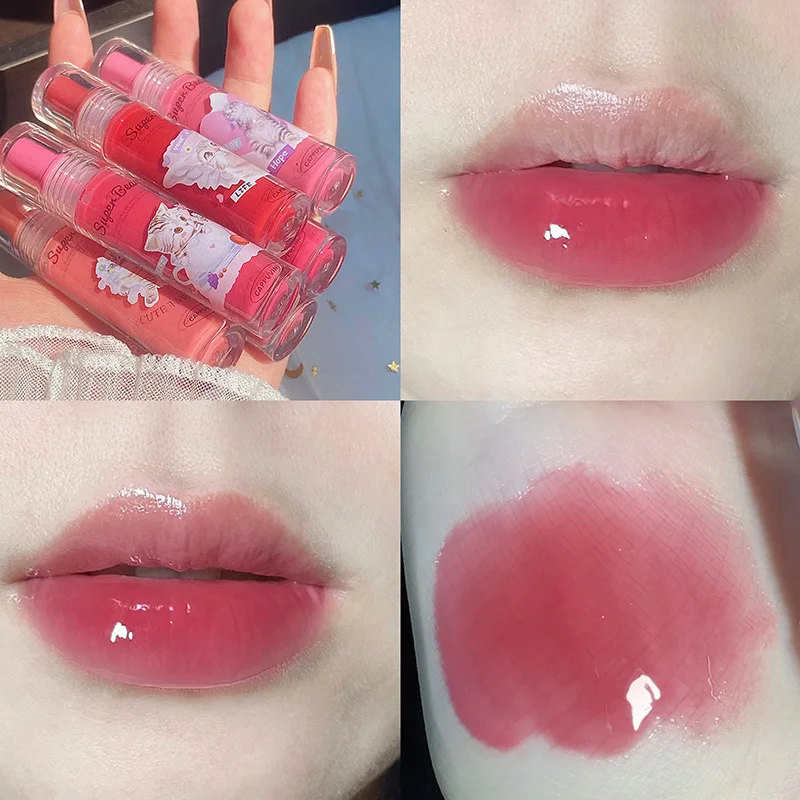 Brillo de labios de gelatina de cristal, lápiz labial líquido de agua hidratante de larga duración, maquillaje de tinte de labios Sexy, Cosméticos Coreanos