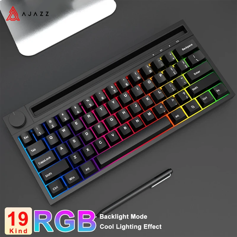 AJAZZ K620T Bluetooth Mechanical Keyboard 62 Keys RGB Backlit Wireless Dual-mode Gaming Keyboard Hot Swap Keyboard for PC Laptop