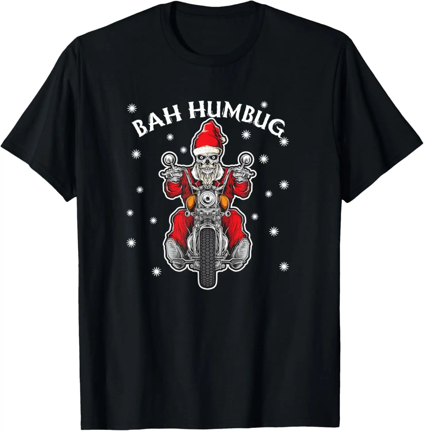 

Bah Humbug Skeleton Santa Riding A Motorcycle Gift T-Shirt Motorcycle