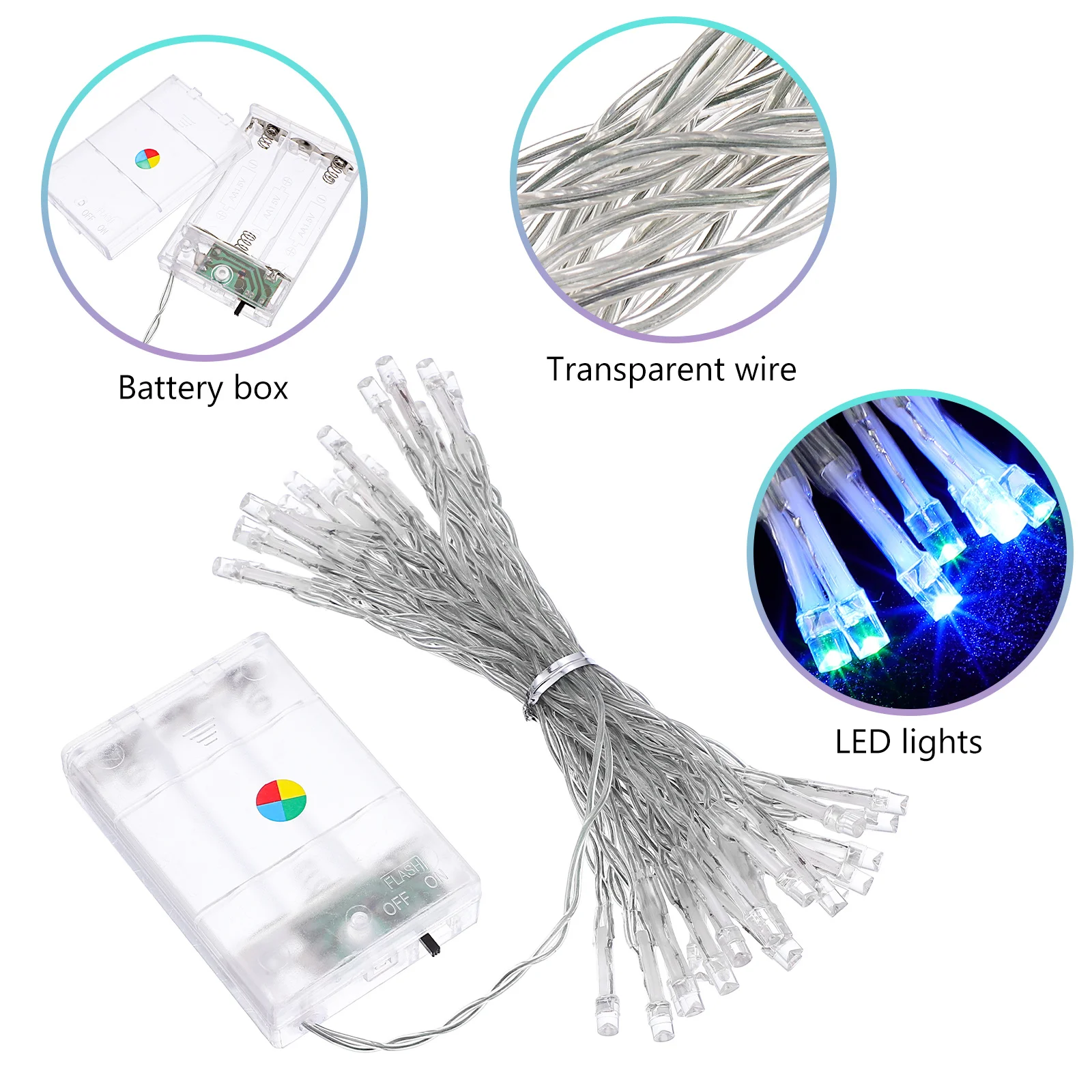 4M 40-Led 3-وضع بالطاقة Led سلسلة أضواء أضواء الزخرفية الملونة لعيد الميلاد حفل زفاف حديقة داخلي في الهواء الطلق