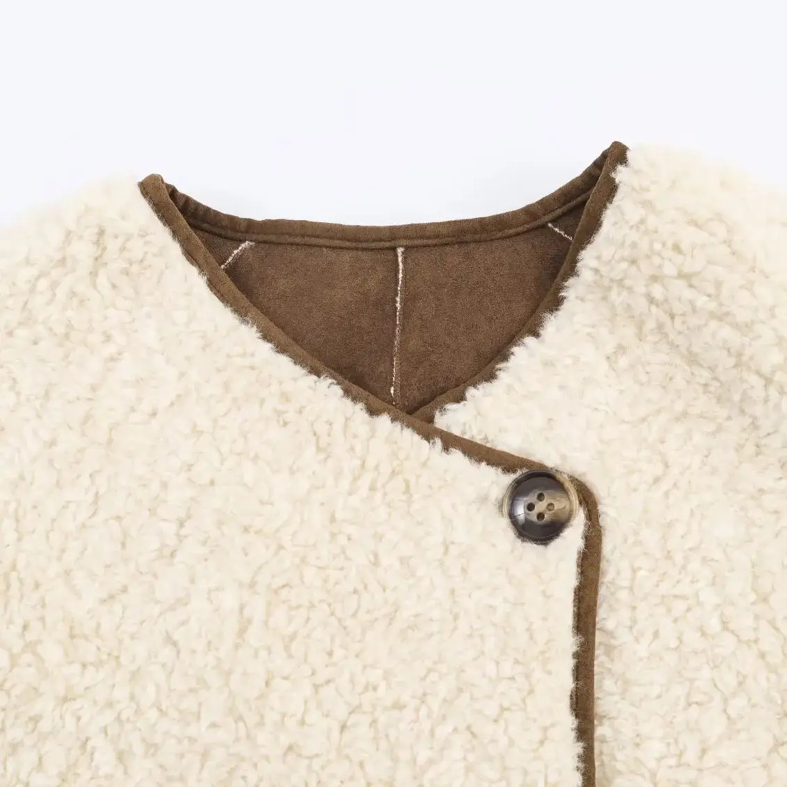 DiYiG femme 2025 hiver nouvelle mode polaire fausse fourrure effet veste tout Match col rond bouton à manches longues veste d'extérieur Mujer