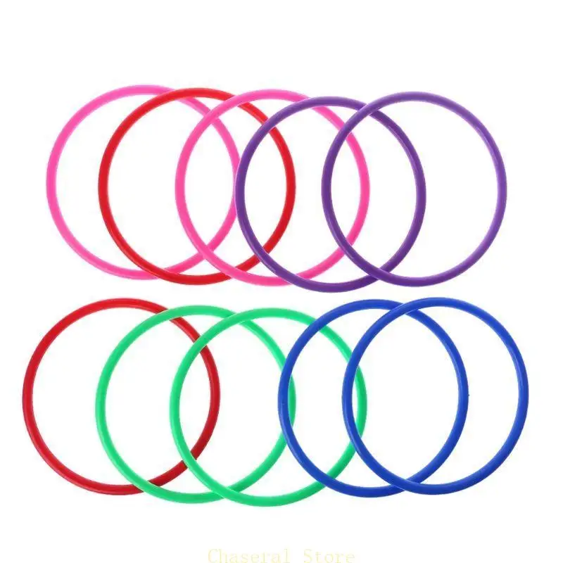 E7CE 10 Pcs Plastic Toss Rings Target Throw Carnival Backyard Park Games Kids Intelli