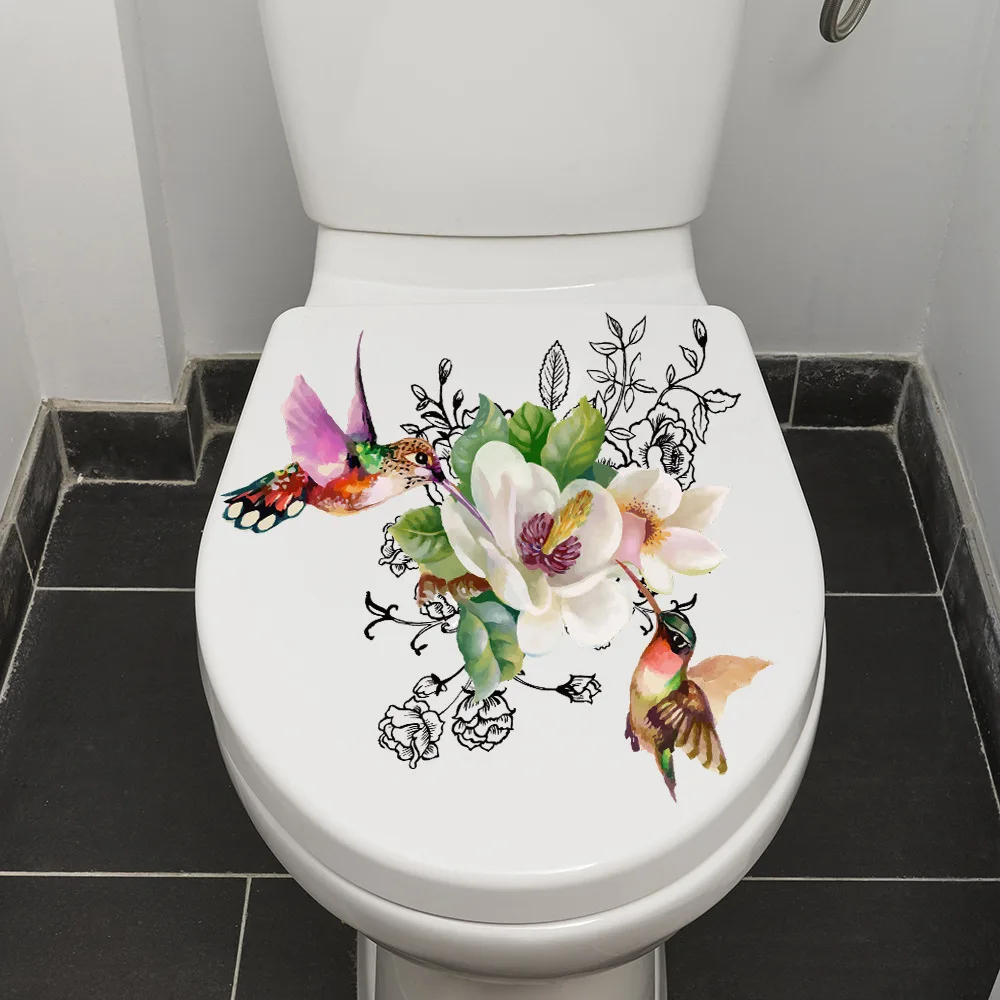 M539 Blumen vogel Toiletten aufkleber Badezimmer Toiletten abdeckung Aufkleber Wanda uf kleber wc für Haupt dekoration – Detail 5