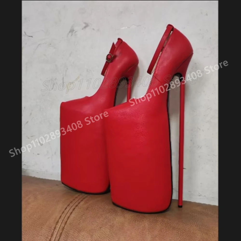 

Big Red Ankle Buckle Pumps Extreme Stiletto High Heel Super Platform Cosplay Style Fashion Women Shoes 2025 Summer Para Mujere