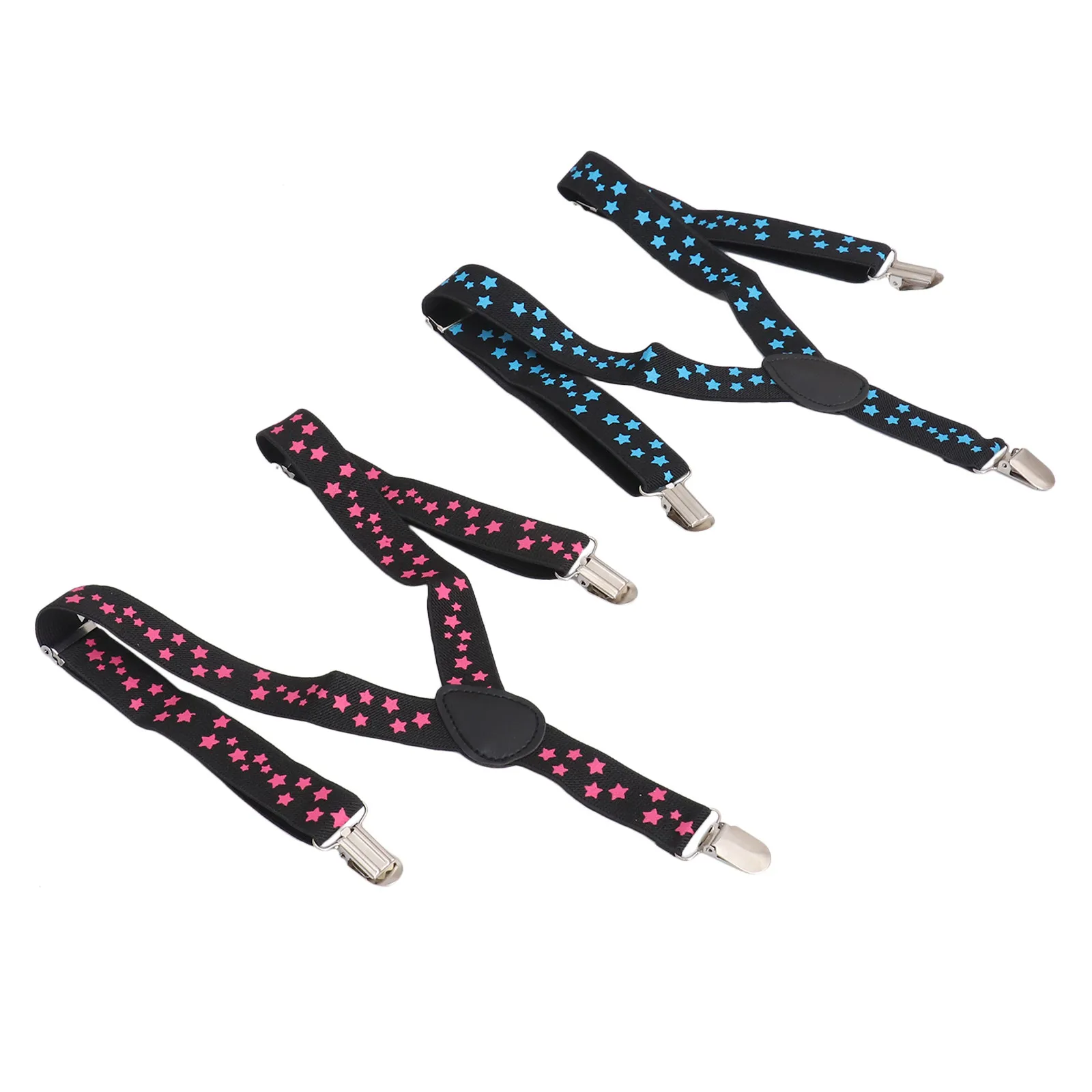 2Pcs Kids Suspender Strap Set Soft Stretch Adjustable Clip-on Design for Boys Girls School Dance Group Work Attire Formal Casual