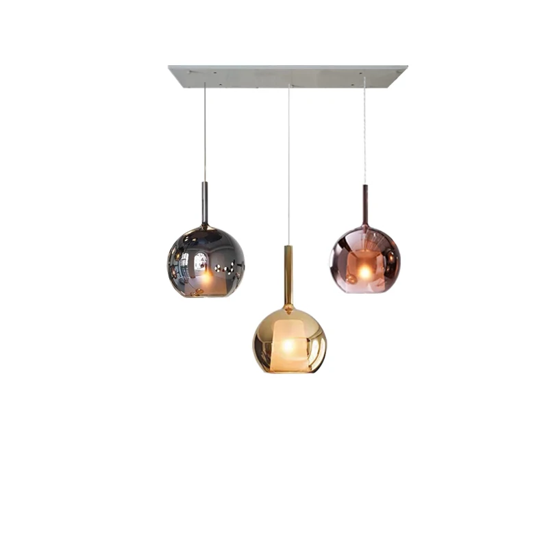 Luxury French Style Gray Gold Chandelier Dining Room，Modern Room Decoration Suspension Chandeliers with Colorful Glass Sphere