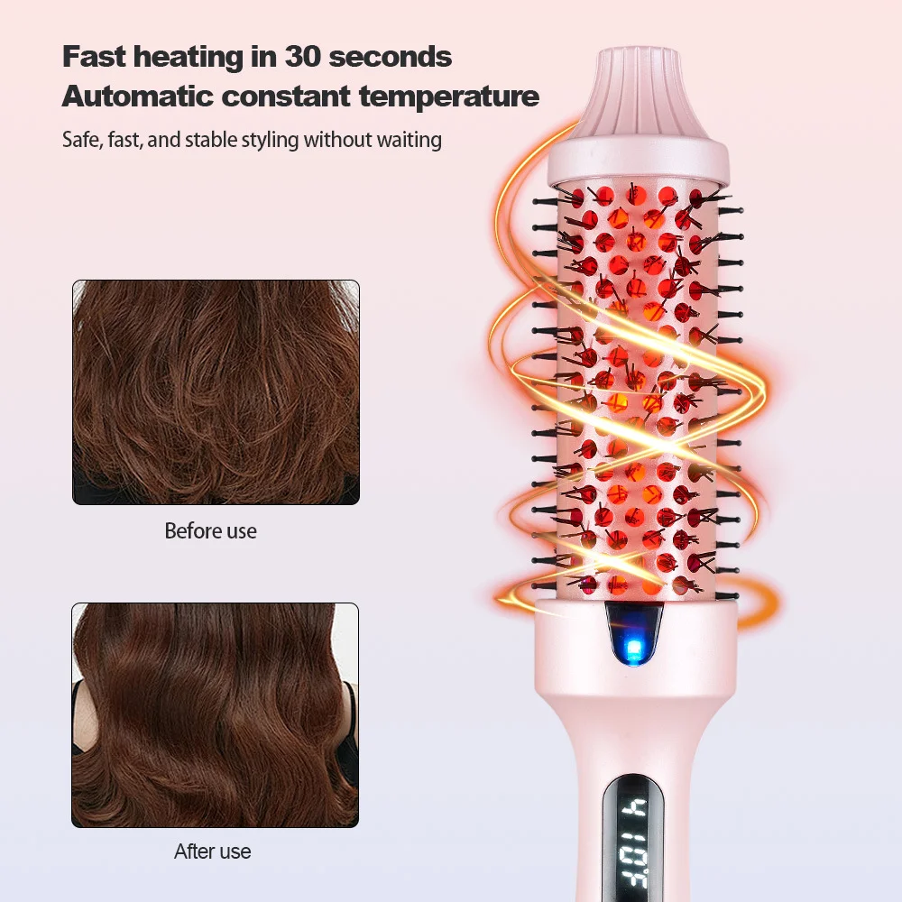 Fluffy Styling Comb 30-Second Fast Heating Hair Curler Adjustable Temperature Settings and LCD Screen Curling Iron