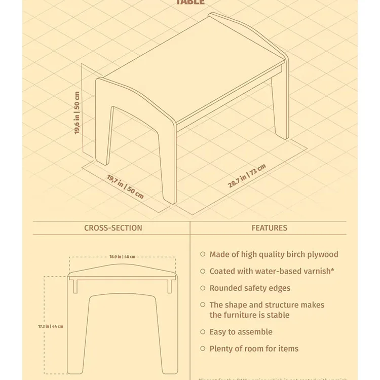 &c Wooden Tabletop Activity Desk with Chair Set for Kids Study & Nursery for Living Room Use