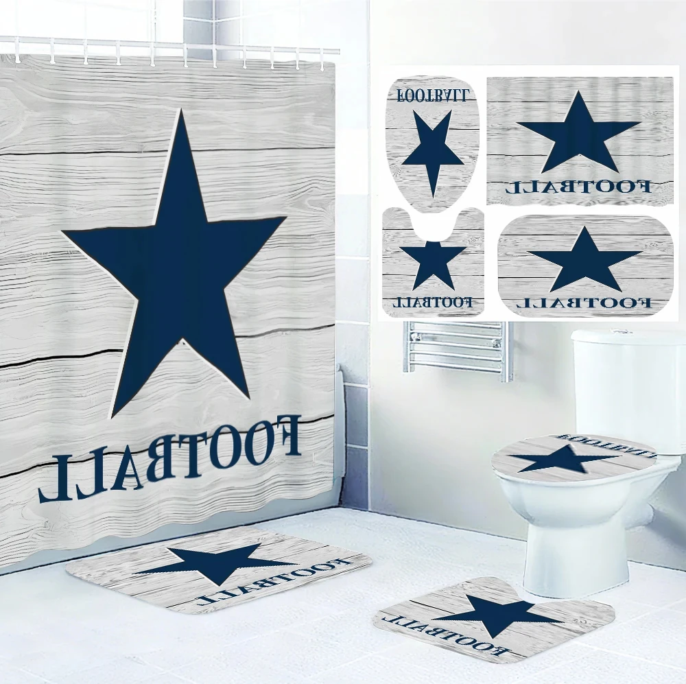 Dallas Cowboys Bathroom Four-piece Set - Avant-garde Waterproof Shower Curtain, creating a complete bathroom kit
