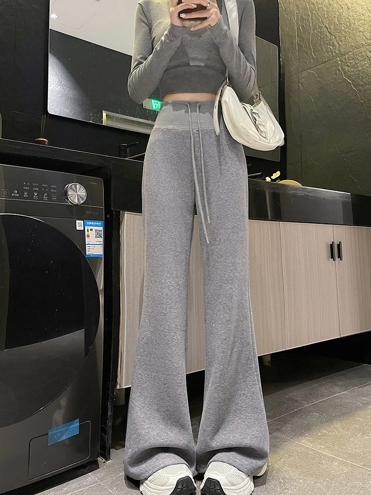 Pantalones acampanados de color liso para mujer, pantalones de yoga rectos adelgazantes de cintura alta para otoño e invierno, pantalones deportivos ligeramente acampanados