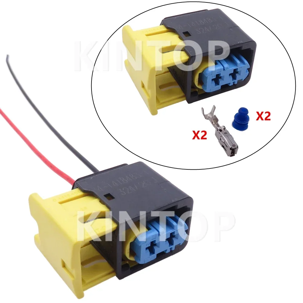 

1 Set 2 Pins 4-1418483-1 0-1418451-1 AC Assembly Automobile Wire Cable Connector with Wires Auto Plastic Housing Socket