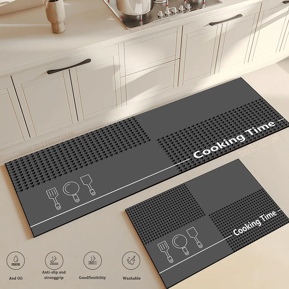 Kitchen Rug Waterproof Oilproof Kitchen Mat Printed Antislip Mat Soft Bedroom Corner Rug Living Room Large Floor Carpet Doormat
