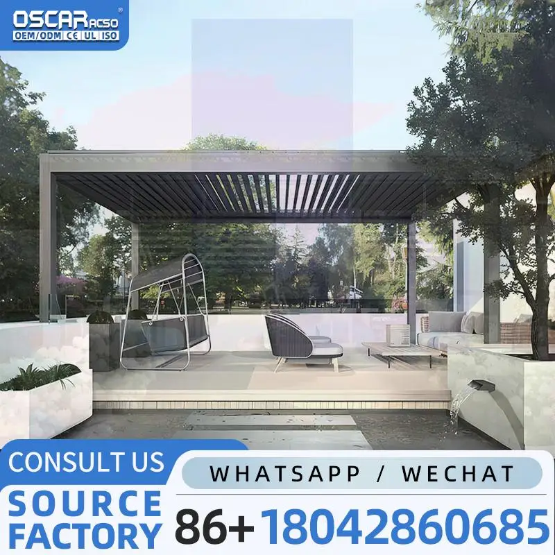 

Garden Terrace Canopy Electric Adjustable Louvered Roof Bioclimatic Aluminium Optional Screen Accessory for Outdoor Patio Balcon