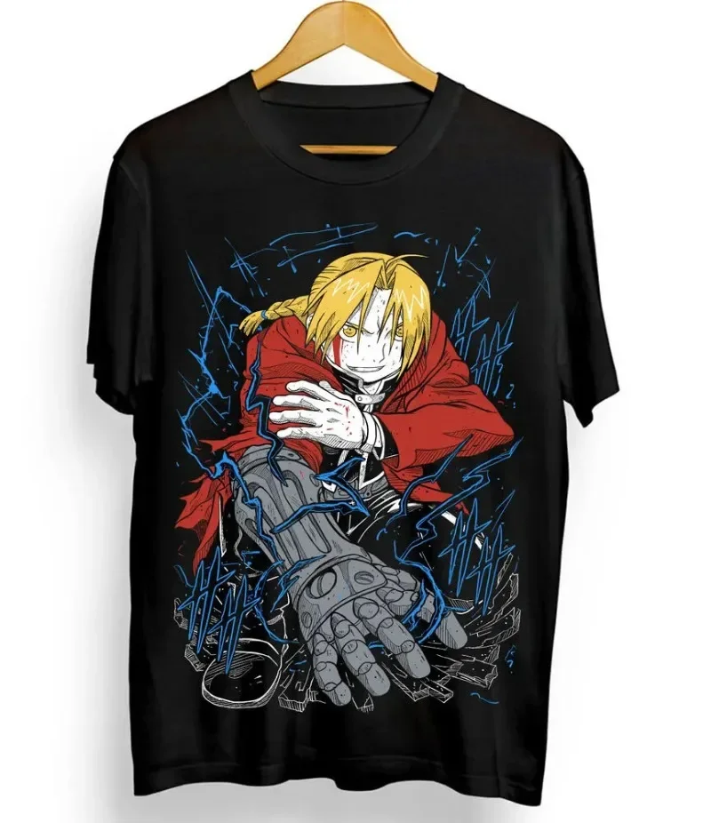 Edward Elric T-Shirt Fullmetal Alchemist Brotherhood Fma Alphonse Black Shirt Shirts for Women  Women Clothing Harajuku  Y2k Top