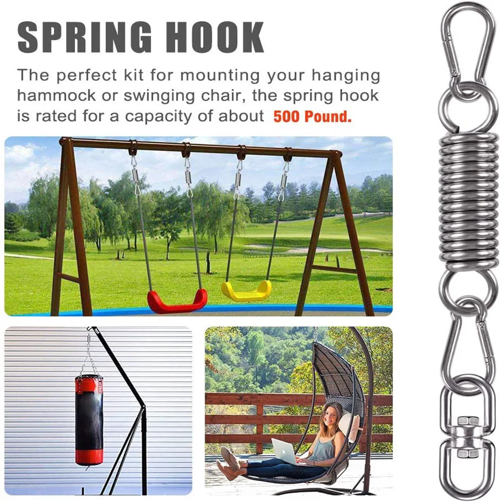 Hammock Chair Hanging Kit Swing Spring Hardware, Heavy Duty Suspension Swivel Hanger Hook for Heavy Bag Swing Seat Porch Swing