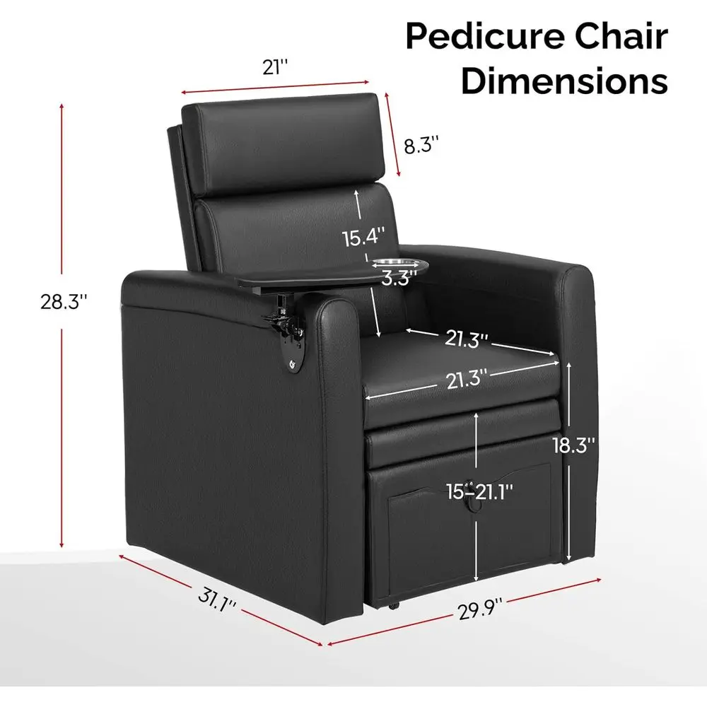 เก้าอี้นวดเท้าไฟฟ้าปรับเอนได้ พร้อมที่วางแก้วและที่เก็บของแบบซ่อน สถานีทำเล็บมืออาชีพแบบเต็มพื้นสำหรับร้านทำเล็บ