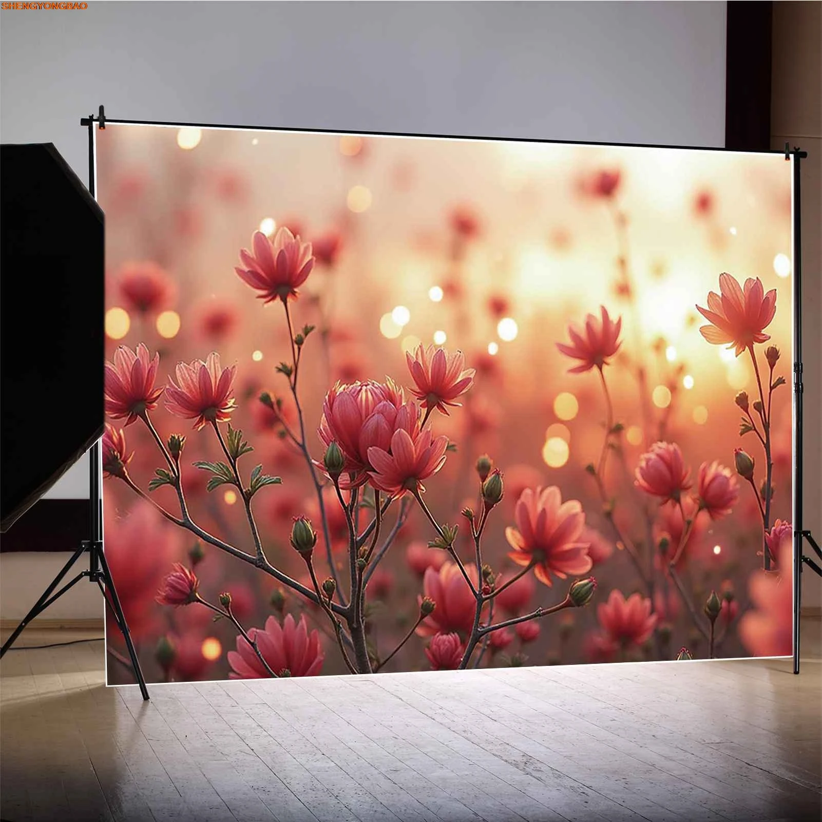 Flower Field Background Photography Enchanted Garden Spring Tree Photocall Backdrop Children Studio Photocall Supplies